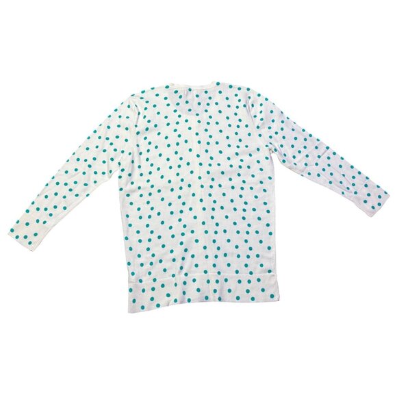 Merona White & Teal Polka Dot Cardigan Sweater Women Large Long Sleeve NWT - Picture 16 of 16